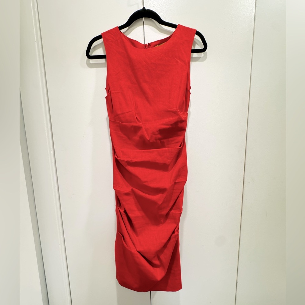 Nicole Miller the MOST flattering soft red linen dress size 2